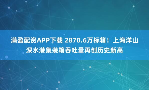 满盈配资APP下载 2870.6万标箱！上海洋山深水港集装箱吞吐量再创历史新高